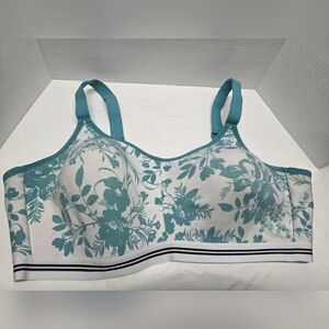 Cacique Teal and White Floral Bra
